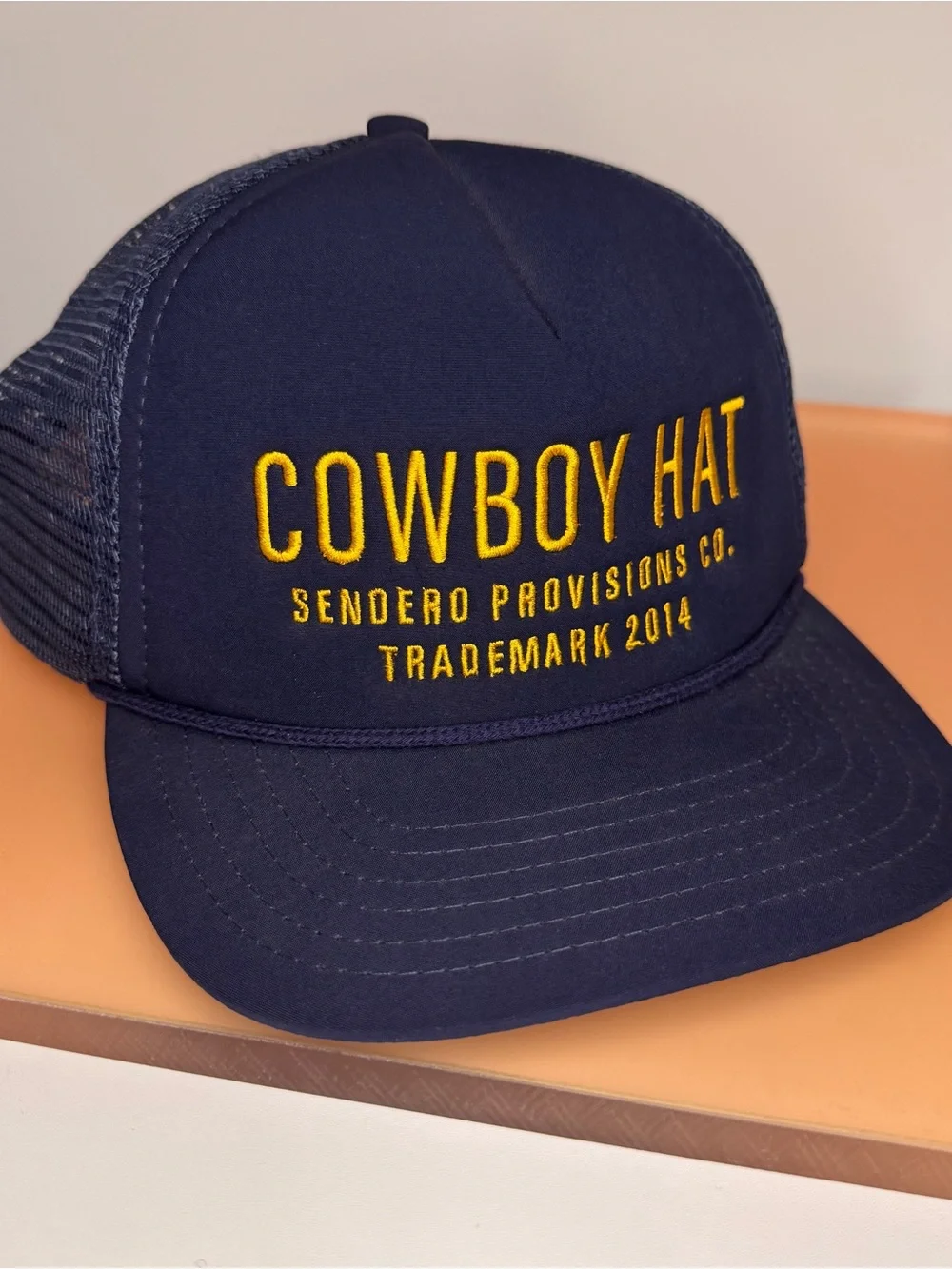 Free People Sendero Cowboy Hat Trucker Navy Yellow